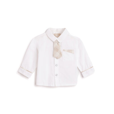 Boys White Solid Long Sleeve Shirt